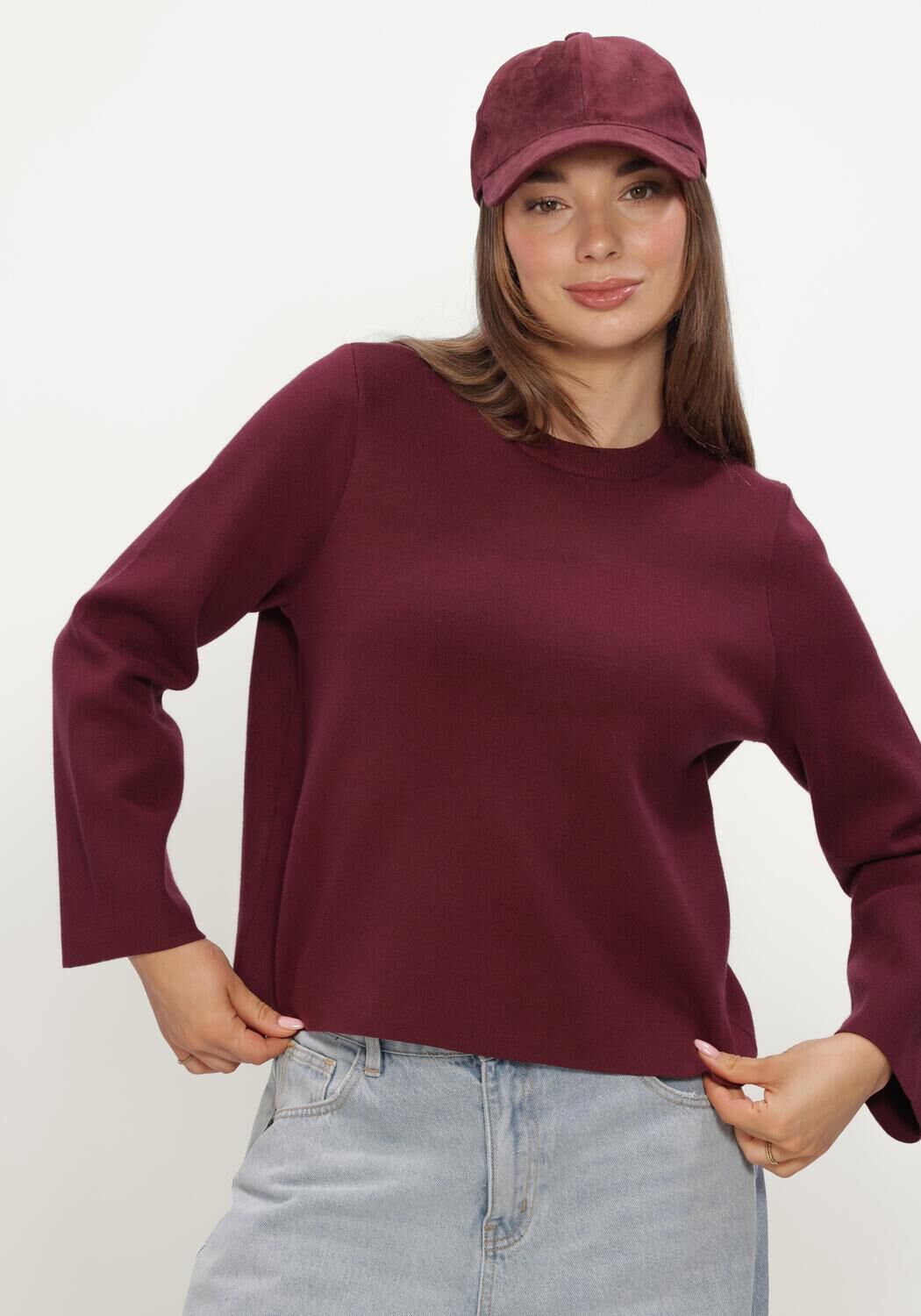 Bordeaux OBJECT Pullover OBJREYNARD O-NECK PULLOVER - large