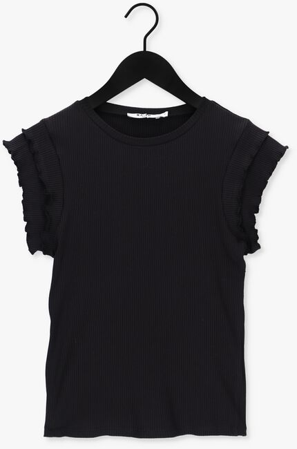 Schwarze NA-KD Top FRILL RIBBED JERSEY TOP - large