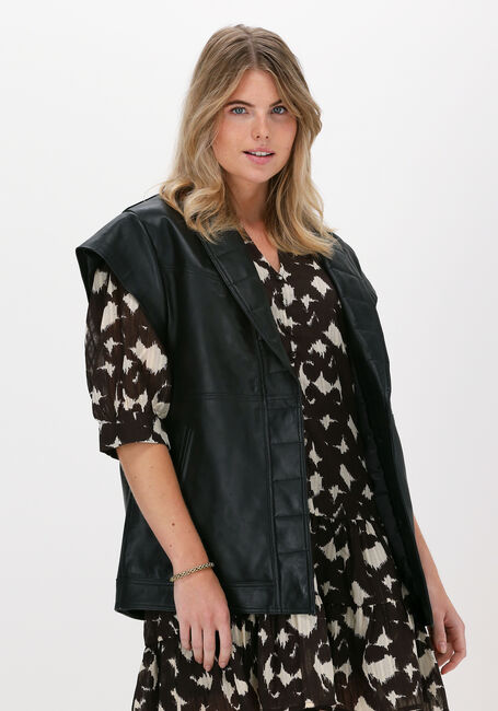 Schwarze CO'COUTURE Gilet HARVIE LEATHER VEST - large