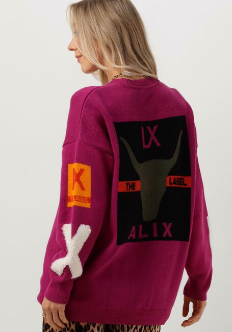 Bordeaux ALIX THE LABEL Pullover LADIES KNITTED ART WORK PULLOVER - large