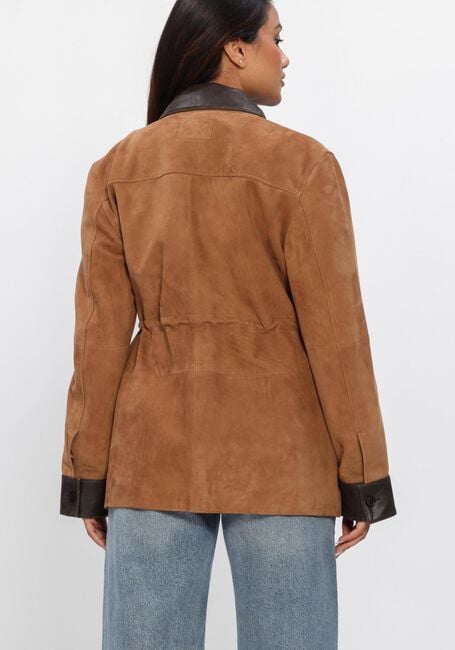 Camelfarbene STUDIO AR Lederjack BRUNA GOAT SUEDE - large