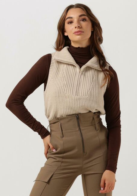 Sand CC HEART Spencer EMILY ZIP KNIT VEST - large