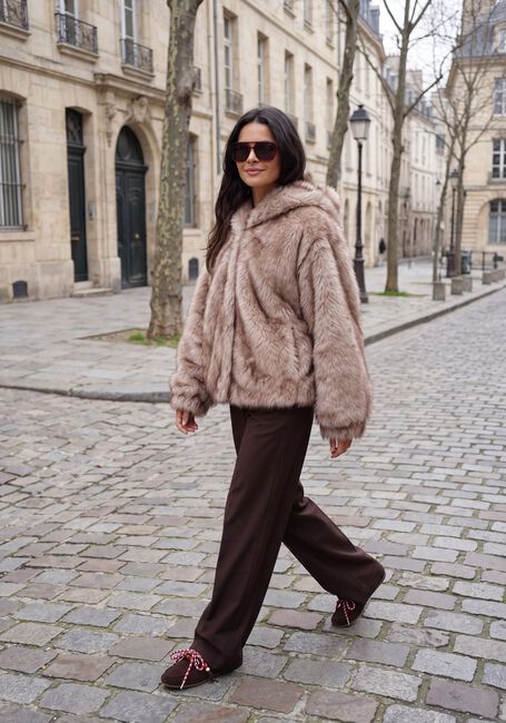 Beige STUDIO AR Fake-Fur-Jack HAILEY LONG FAUX MINK - large