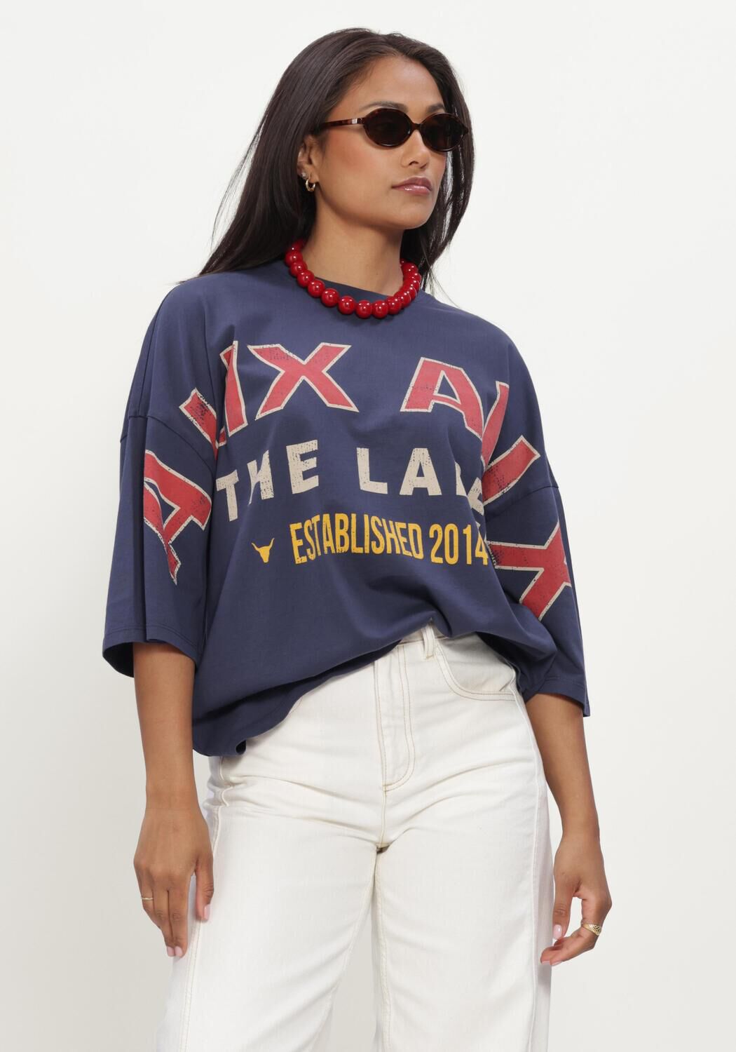 Blaue ALIX THE LABEL Tops & T-shirts LADIES KNITTED BIG ALIX ALIX T-SHIRT - large