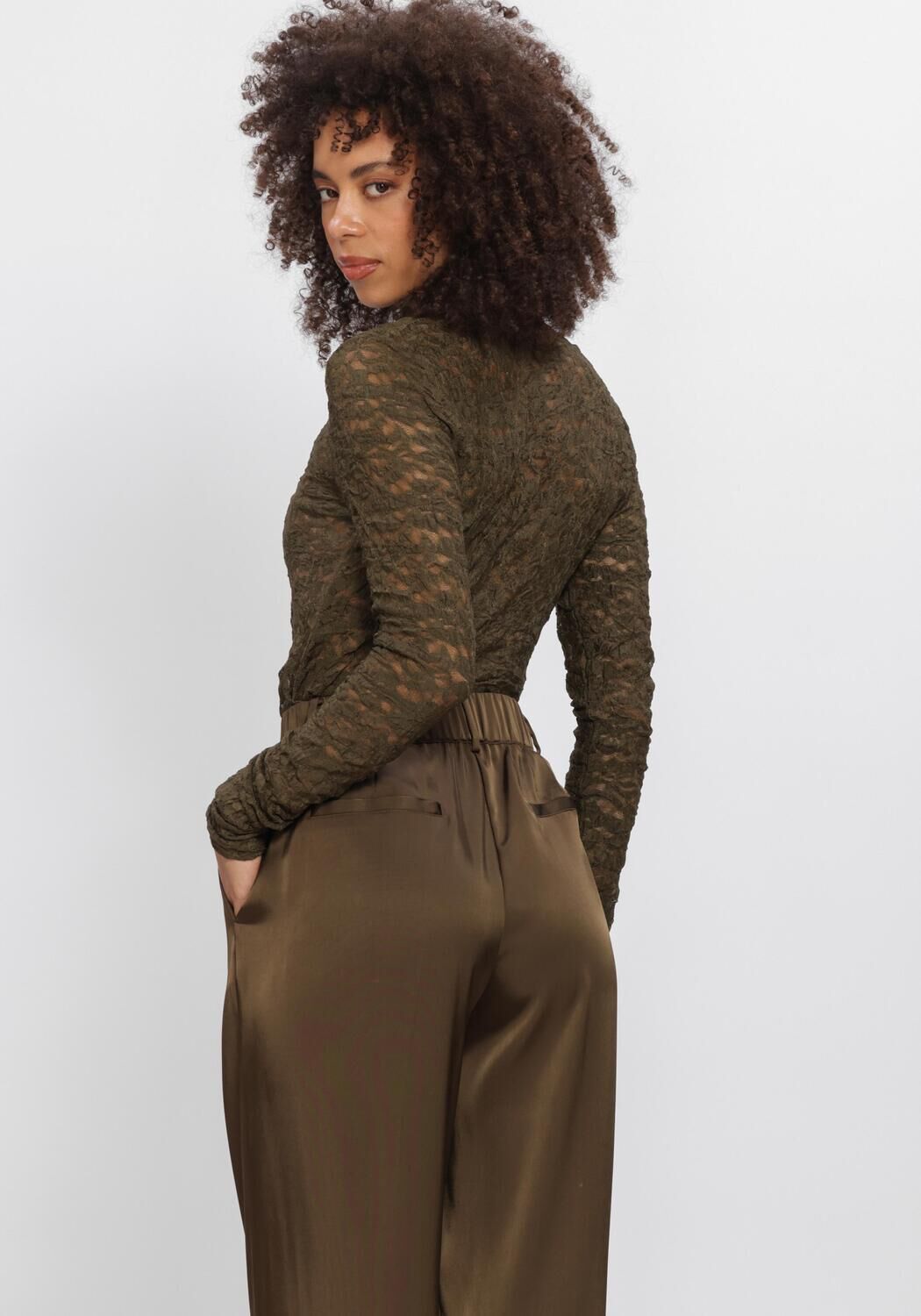 Dunkelgr&uuml;n DANTE6 Top IRONY LACE TURTLE NECK TOP - large
