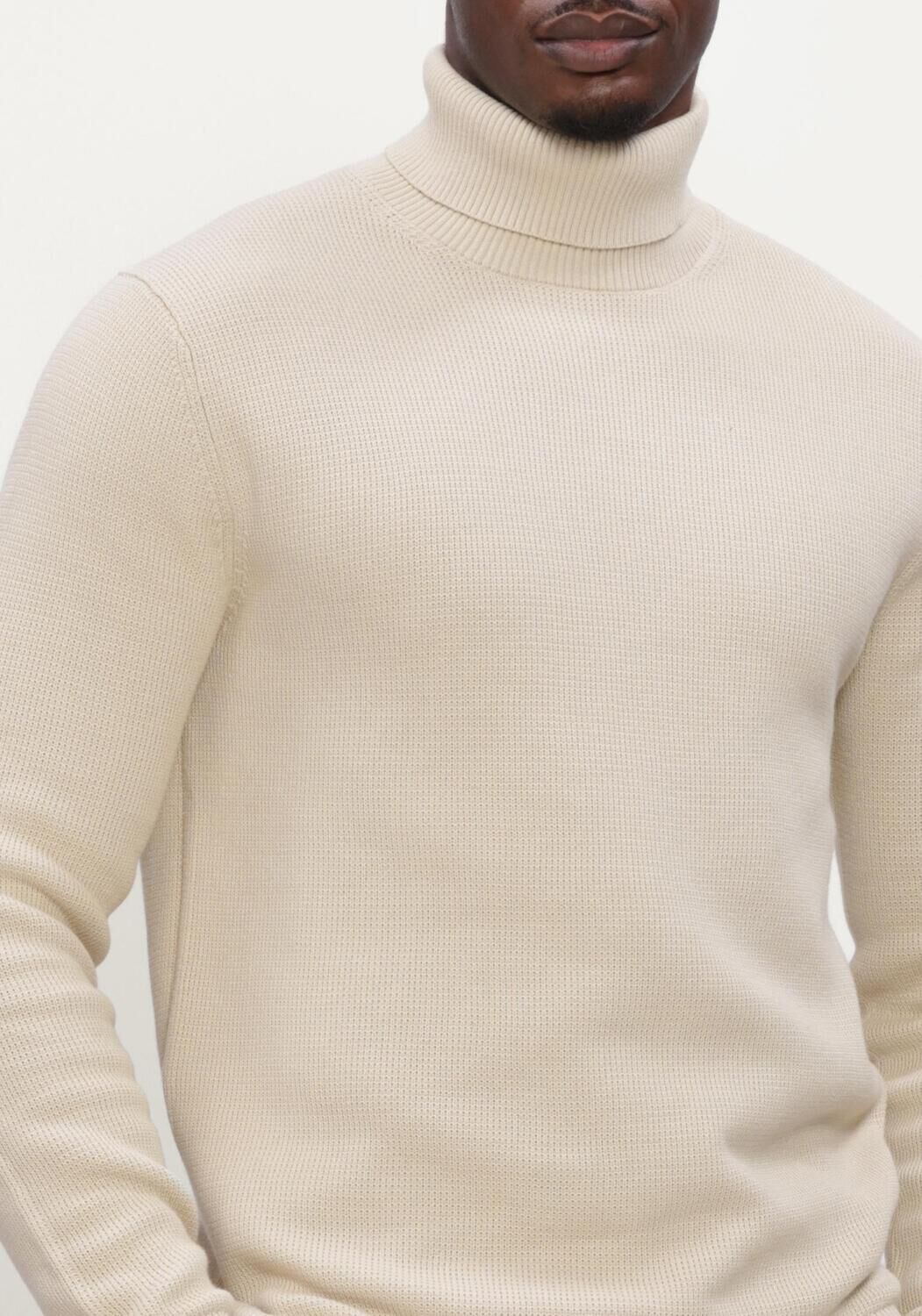 Beige SELECTED MEN Rollkragenpullover SLHDANE LS KNIT STRUCTURE ROLL NECK NOOS - large