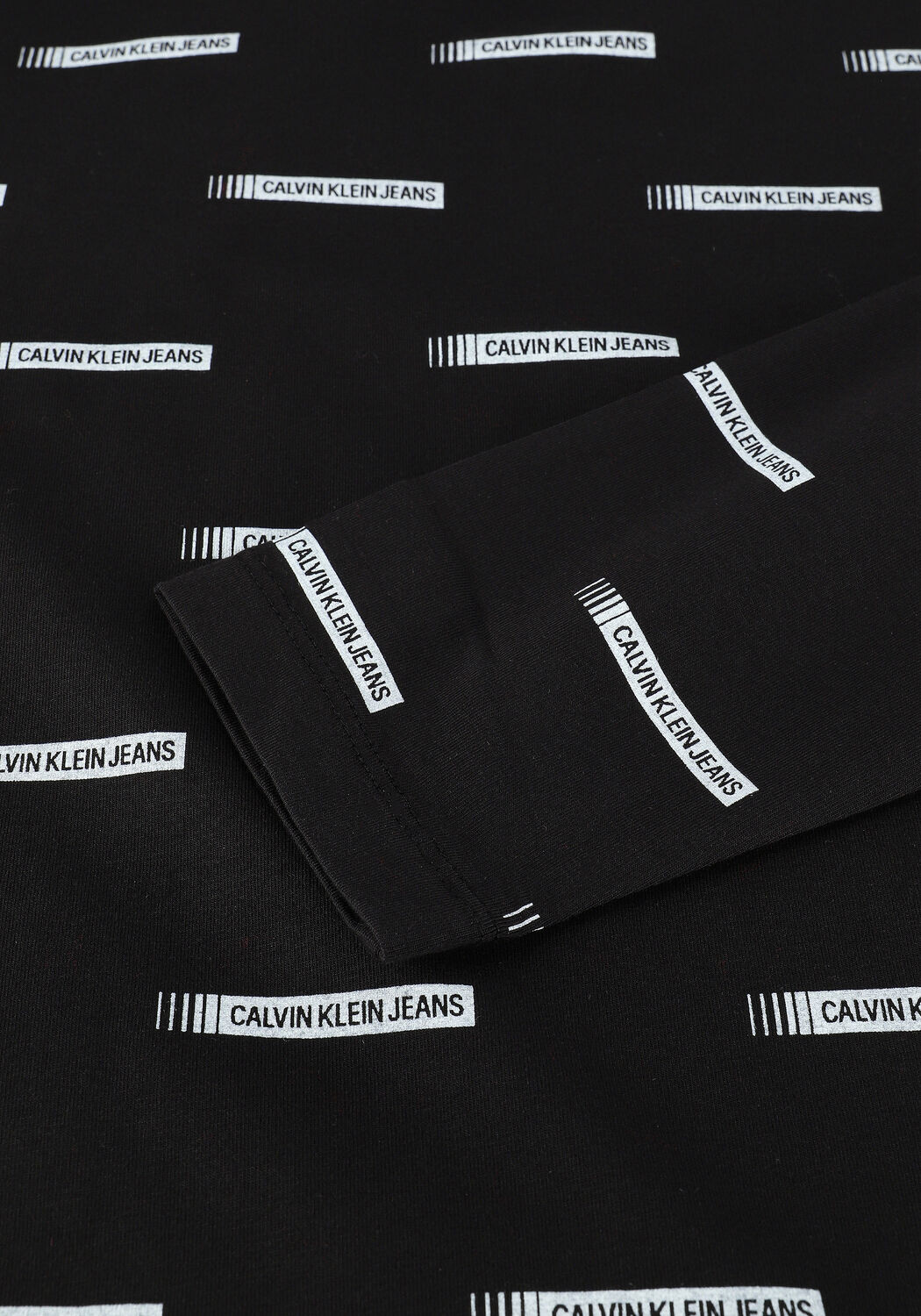 Schwarze CALVIN KLEIN Top LOGO ALL OVER PRINT LS ROLLNEC - large