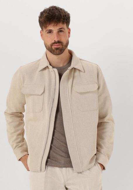 Ecru PROFUOMO Overshirt OVERSHIRT ZIP HERRINGBONE - large