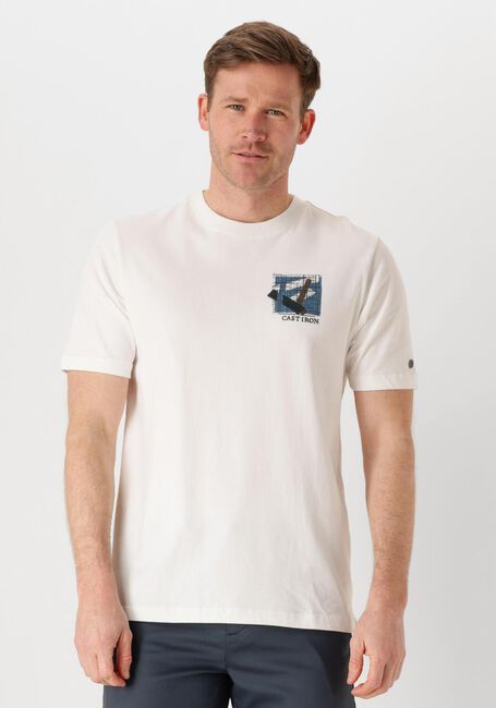 Weiße CAST IRON Polo-Shirt SHORT SLEEVE R-NECK REGULAR FIT JERSEY PEACHED - large