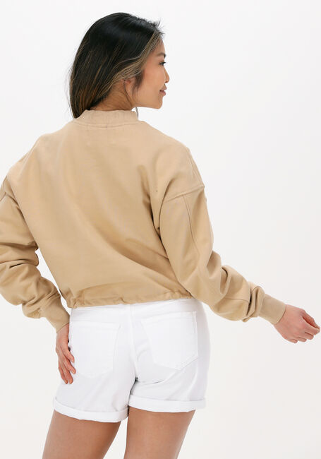 Sand CALVIN KLEIN Sweatshirt STACKED LOGO MOCKNECK SWEATSHIRT - large