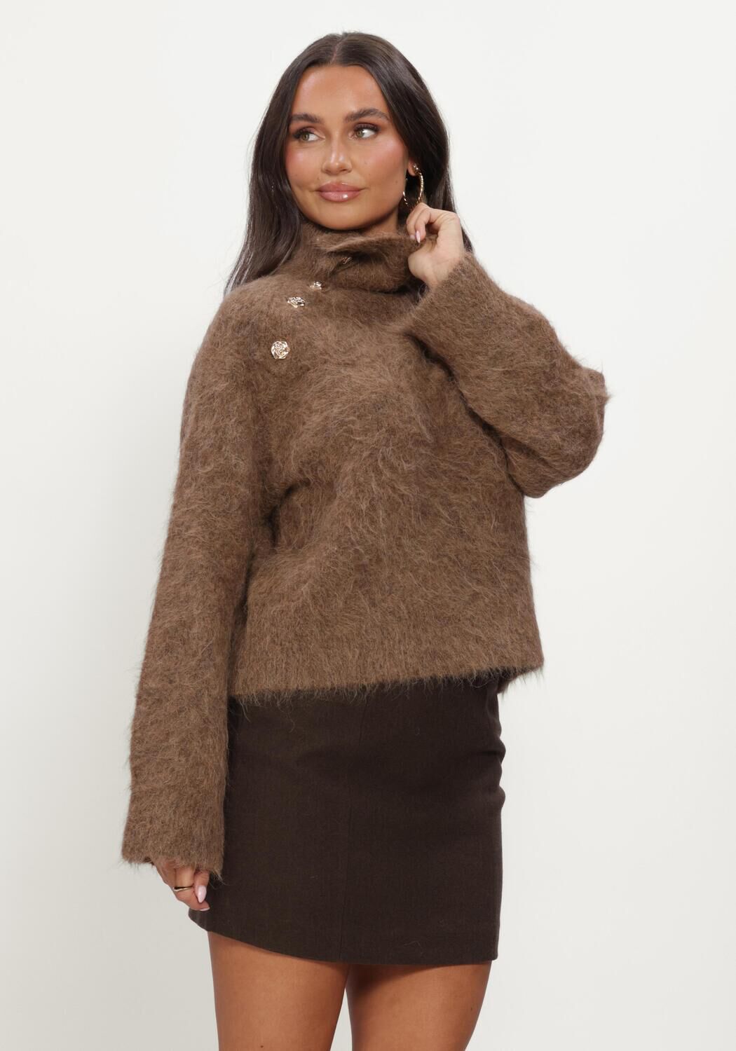Braune TWIST & TANGO Pullover JUNIPER KNITTED SWEATER - large