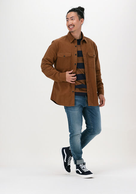 Camelfarbene SELECTED MEN Overshirt SLHREGTHOMAS SHIRT LS W - large