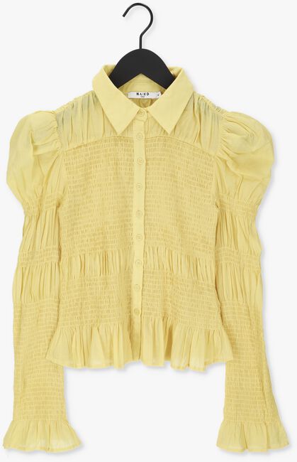 Gelbe NA-KD Bluse SMOCKED FRILL BLOUSE - large