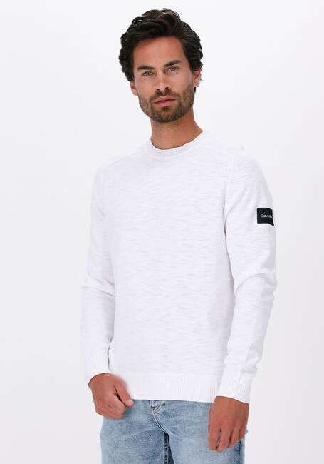 Weiße CALVIN KLEIN Pullover SLUB TEXTURE SWEATER - large