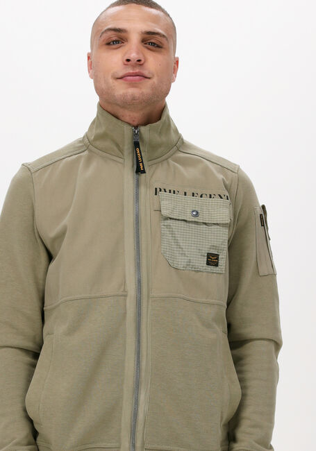 Beige PME LEGEND Strickjacke ZIP JACKET CARGO INTERLOCK - large