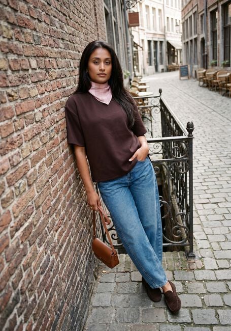Braune OBJECT Top OBJANDREA RE 2/4 T-SHIRT NOOS - large
