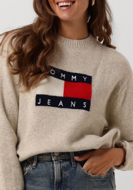 Braune TOMMY JEANS Pullover TJW MELANGE FLAG SWEATER - large