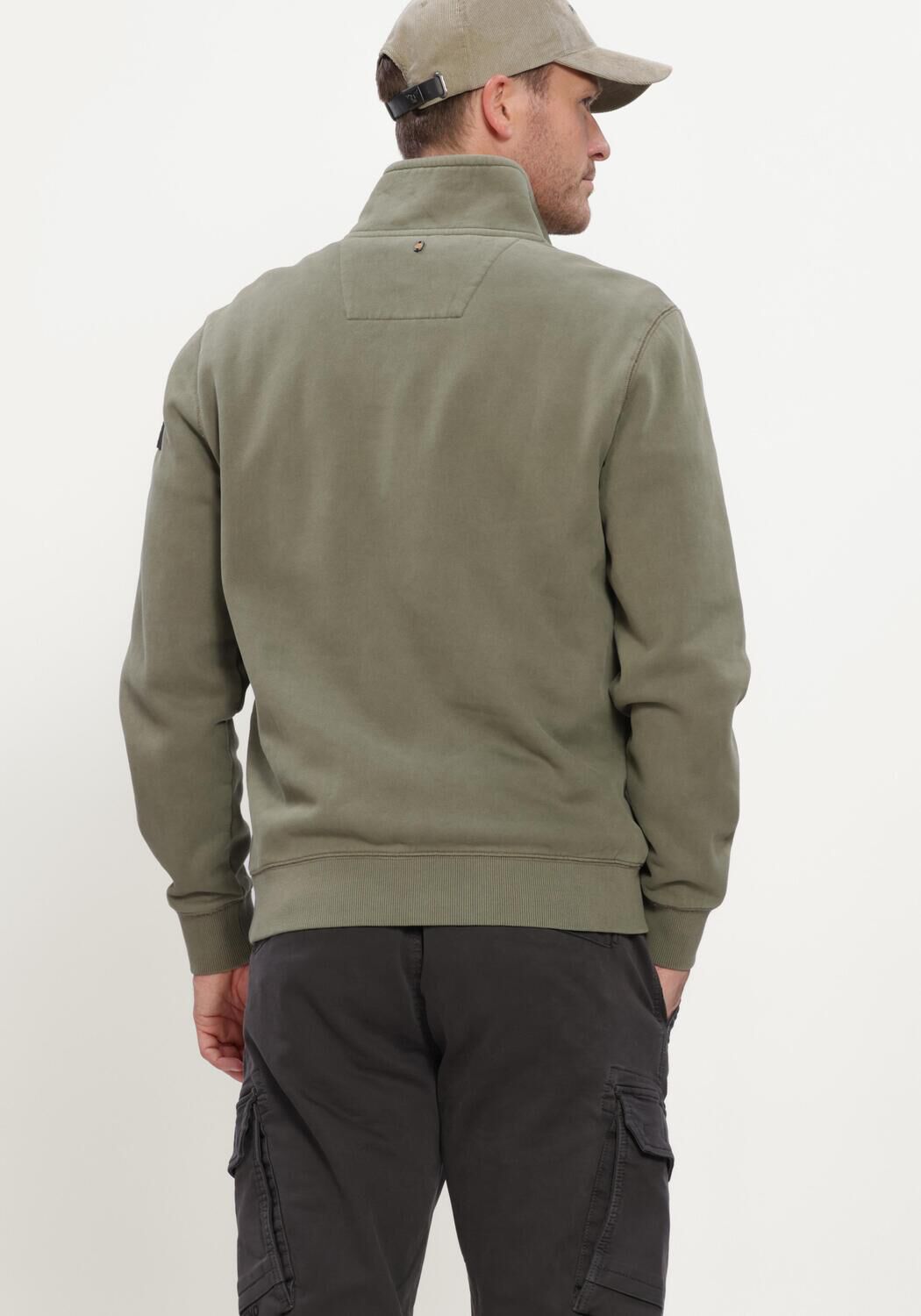 Khaki PME LEGEND Pullover HALF ZIP COLLAR PEACHED FLEECE GD - large