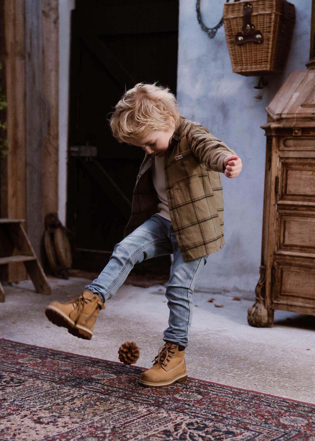 Beige DAILY7 Casual-Oberhemd SHIRT LONGSLEEVE CHECK FLANEL - large