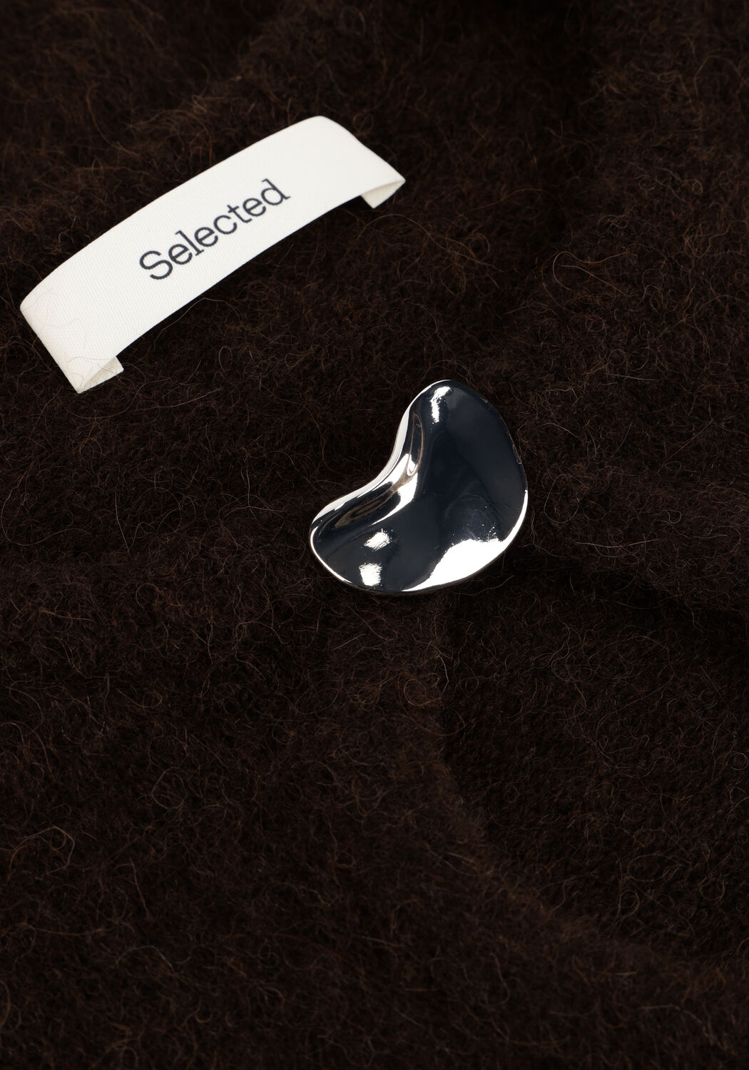 Braune SELECTED WOMEN Pullover SLFLULU BRUSHED LS KNIT KEYHOLE O-NECK - large