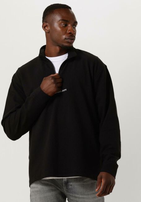 Schwarze CALVIN KLEIN Sweatshirt INSTIT HALF ZIP OTTOMAN TEE - large