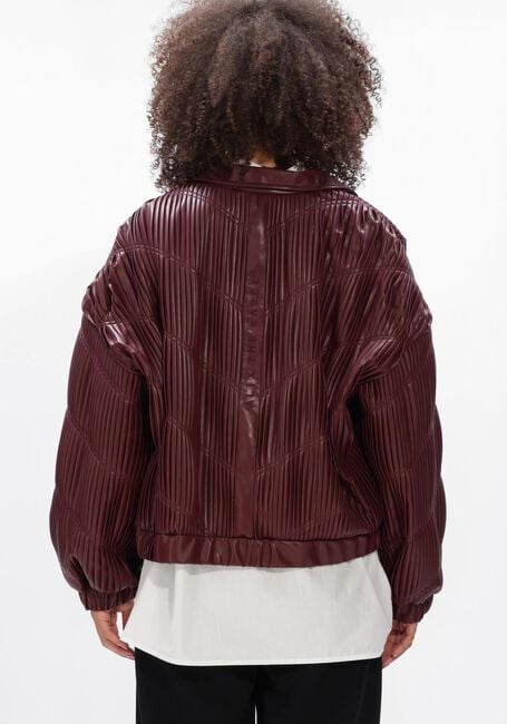 Bordeaux ALIX THE LABEL Wattierte Jack LADIES WOVEN PLEATED FAUX LEATHER BOMBER - large