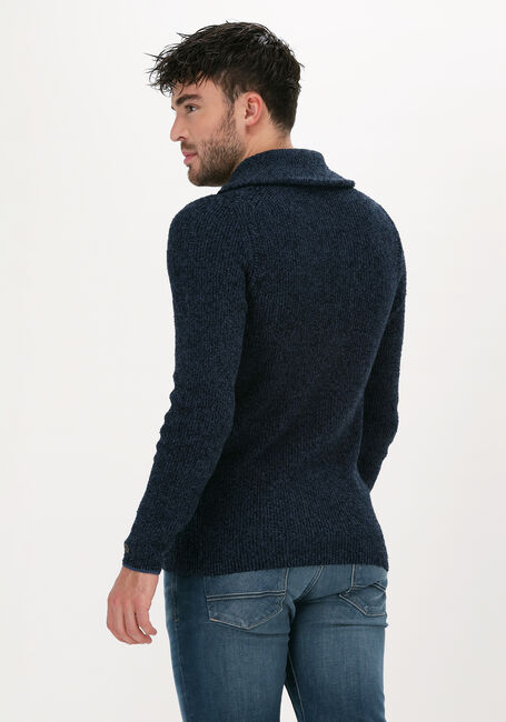 Dunkelblau CAST IRON Pullover HALF ZIP COLLAR COTTON BOUCLE - large