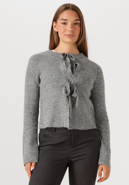 Graue OBJECT Strickjacke OBJPARVI KNIT CARDIGAN - large