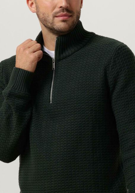 Dunkelgrün SELECTED HOMME Pullover SLHTHIM LS KNIT STRUCTURE HALF ZIP - large