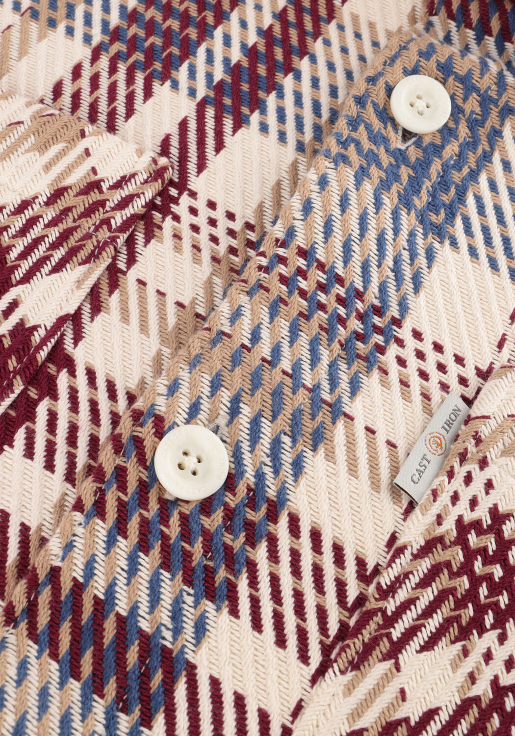 Beige CAST IRON Overshirt LONG SLEEVE HEAVY CHECK REGULAR FIT - large