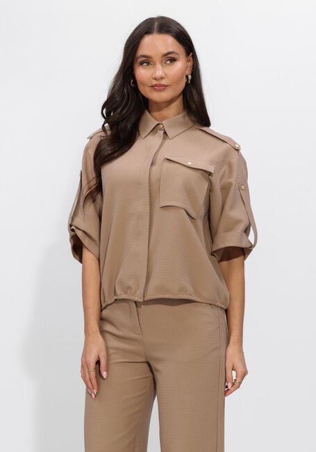 Camelfarbene STUDIO ANNELOES Blusen Nellie waffle blouse - large