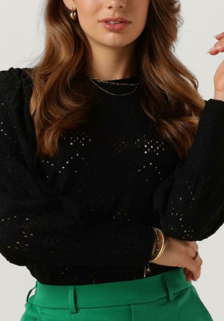 Schwarze OBJECT Blusen OBJFEODORA L/S TOP NOOS - large