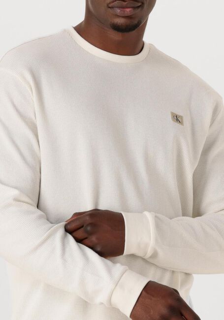Ecru CALVIN KLEIN Pullover LS WAFFLE BADGE CREWNK TEE - large