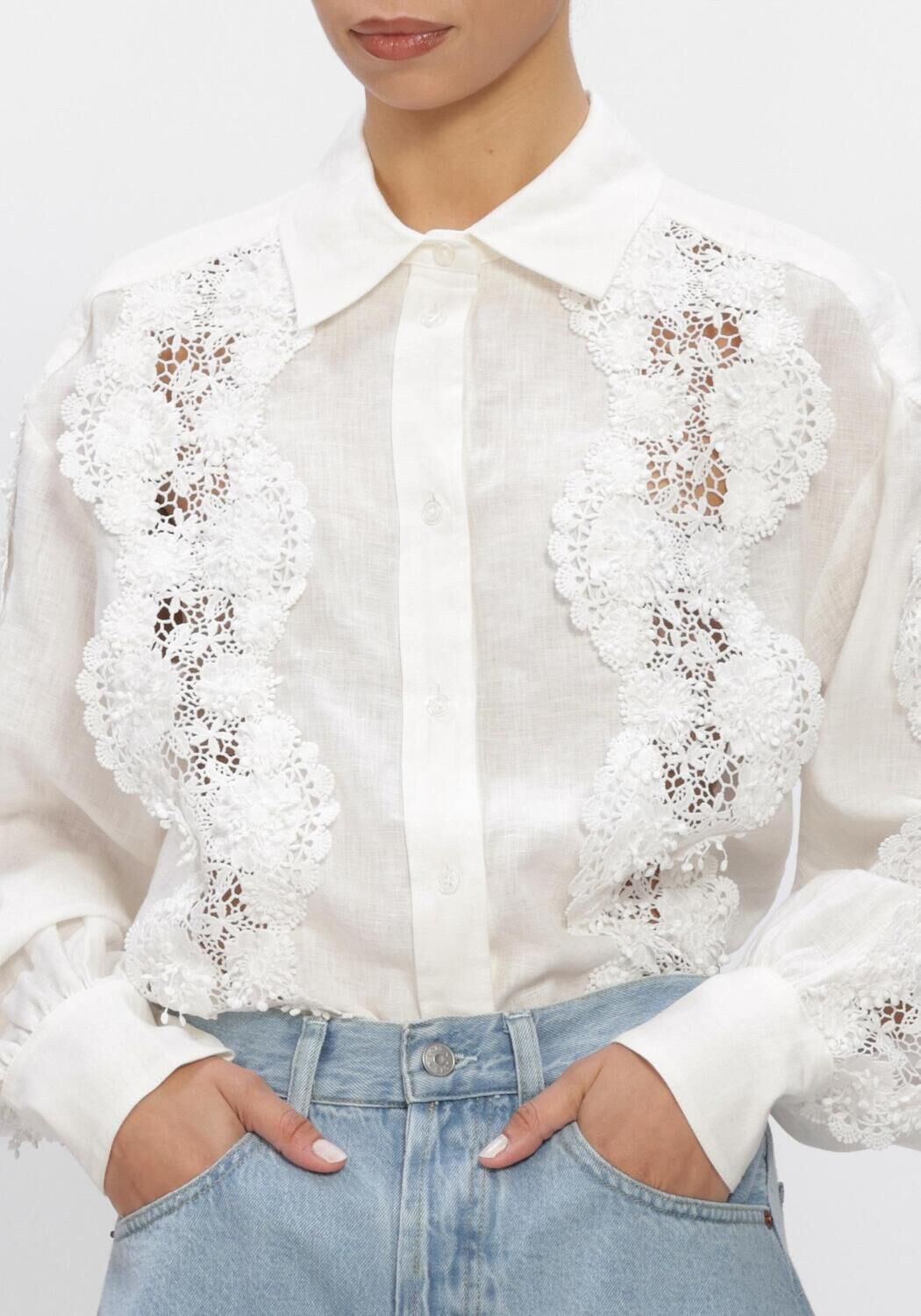 Wei&szlig;e DANTE6 Blusen AMANDYNE LACE DETAIL SHIRT - large
