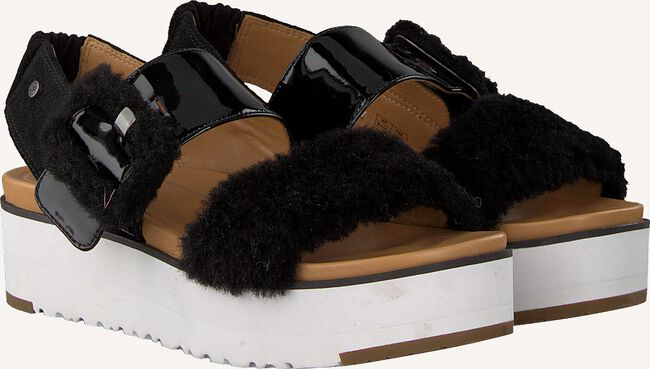 Schwarze UGG Flache Sandalen FLUFF CHELLA Schwarze UGG Flache Sandalen FLUFF CHELLA - large