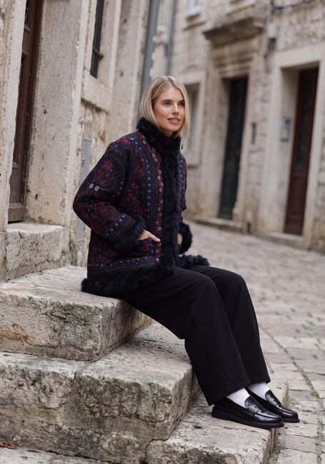 Mehrfarbige/Bunte ANTIK BATIK Fake-Fur-Jack IVAN JACKET - large