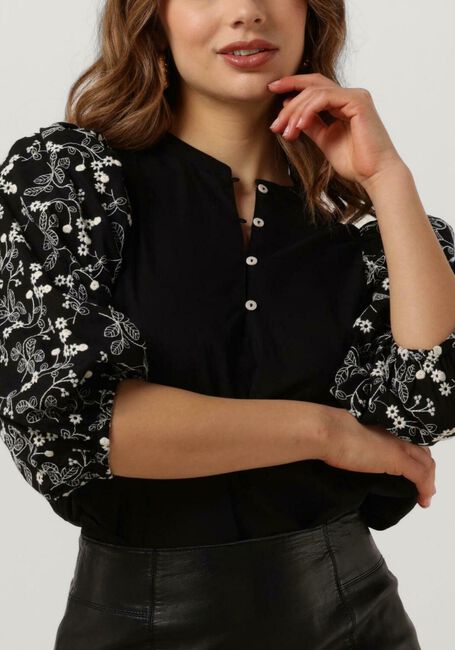 Schwarze SUMMUM Blusen SHIRT COTTON EMBROIDERED - large