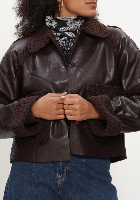 Braune Y.A.S. Lederjack YASFILIA LS JACKET - large