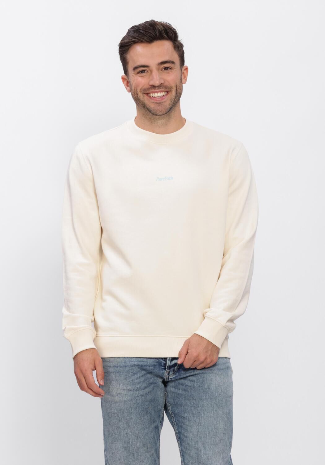 Beige PURE PATH Sweatshirt TRIO OF FLOWERS CREWNECK - large