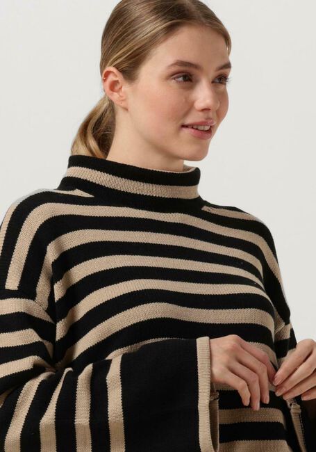 Schwarze MY ESSENTIAL WARDROBE Rollkragenpullover SILA STRIPED KNIT ROLLNECK - large