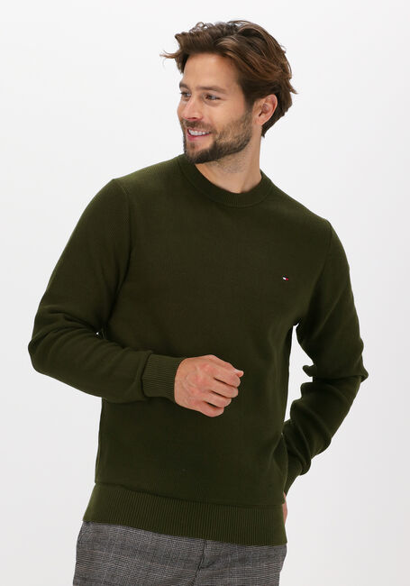Olive TOMMY HILFIGER Pullover BASIC STRUCTURE CREW NECK - large