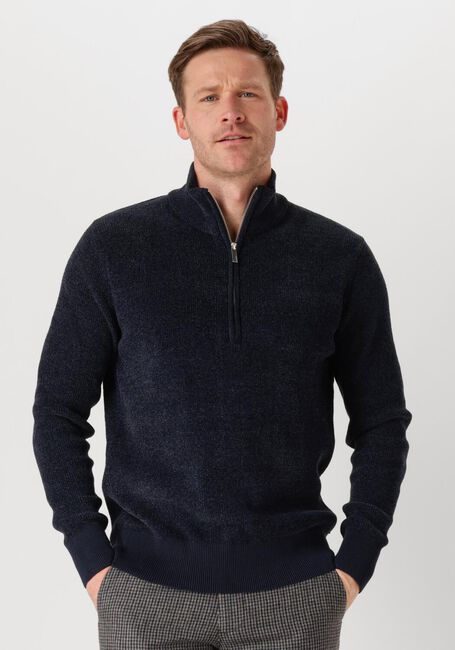 Blaue SELECTED HOMME Pullover SLHRODNEY LS HIGH NECK HALF ZIP - large