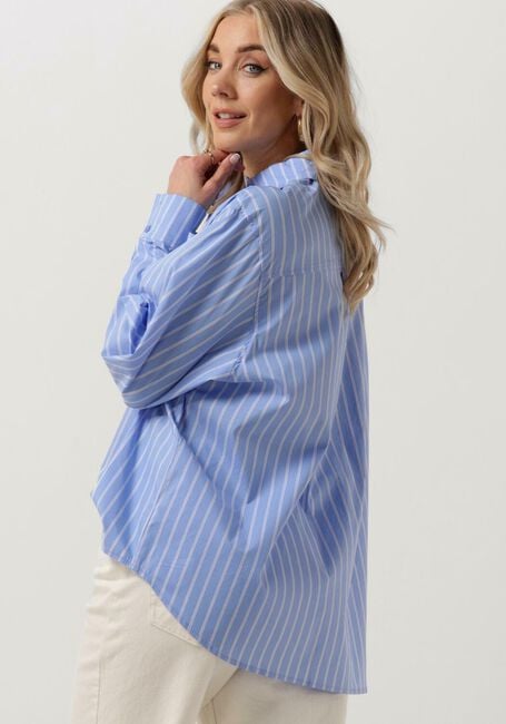 Blau/weiß gestreift NEO NOIR Bluse DALMA DOUBLE STRIPE SHIRT - large