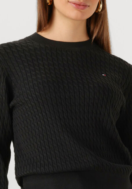 Schwarze TOMMY HILFIGER Pullover CO CABLE FINE GG C-NK LS SWT - large