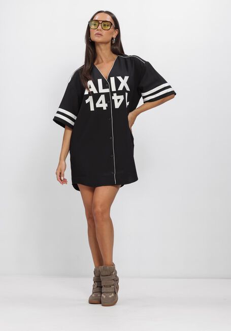Schwarze ALIX THE LABEL Kleider LADIES WOVEN BASEBALL SHIRT DRESS - large