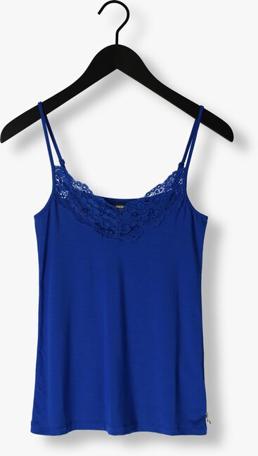 Blaue JANSEN AMSTERDAM Top TC103 SINGLET WITH LACE AT NECKLINE - large