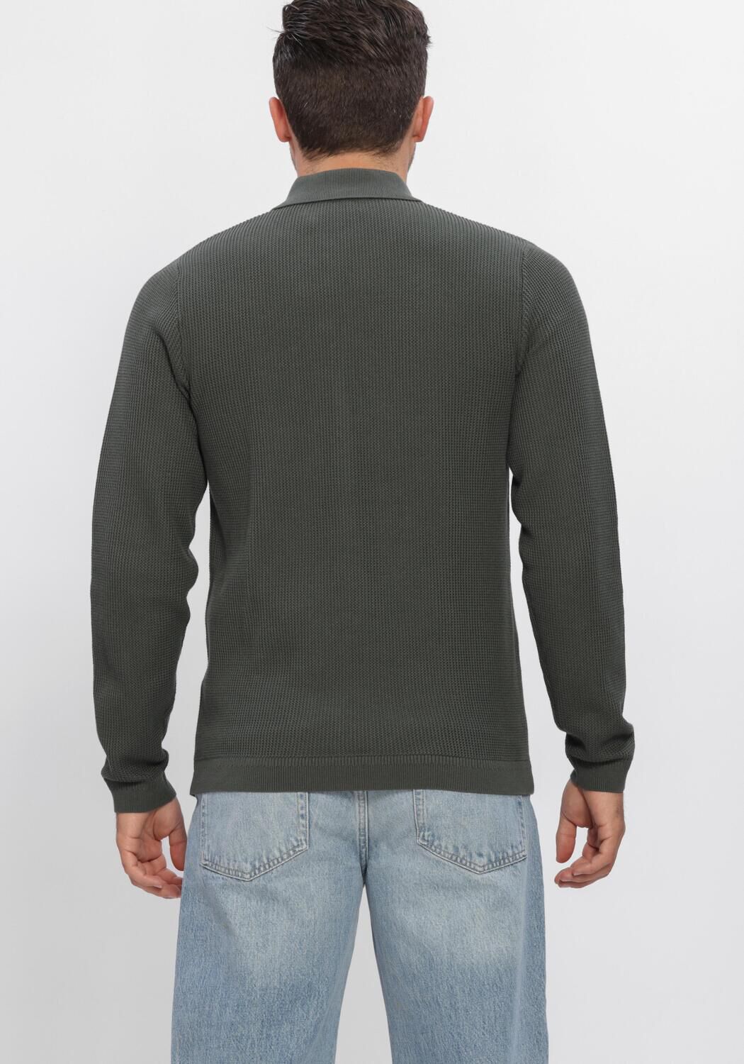 Dunkelgr&uuml;n DSTREZZED Pullover DS_KOSTAS ZIP POLO - large