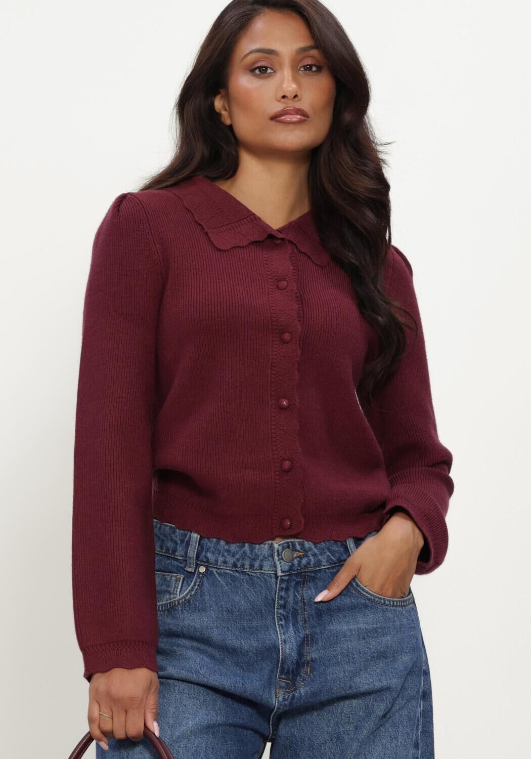 Bordeaux OBJECT Pullover OBJPARYA THESS L/S RE KNIT CARDIGAN - large
