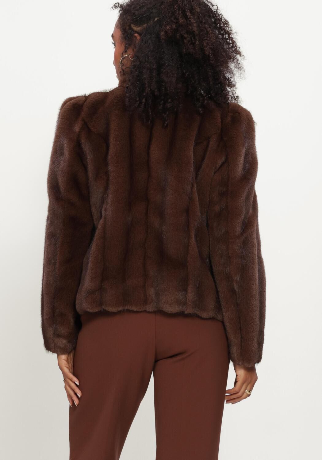 Braune STUDIO AR Fake-Fur-Jack SOLINE FAUX MINK STRIPE - large