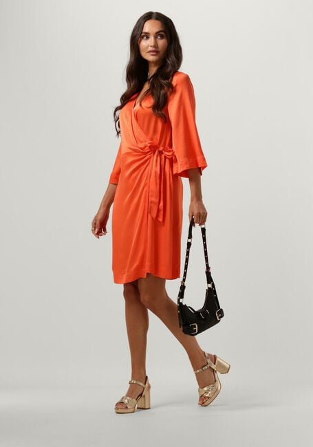 Orangene SELECTED FEMME Minikleid SLFFRANZISKA 3/4 SHORT SATIN WRAP DRESS - large